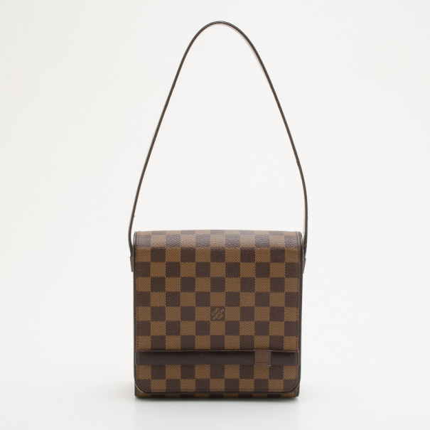 Pre Owned Louis Vuitton Damier Ebene Tribeca Long Shoulder Handbag 