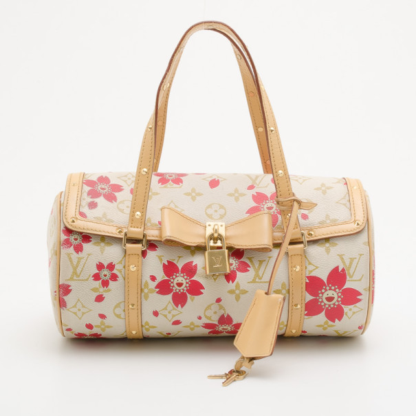 Pre Owned Louis Vuitton Limited Edition Cherry Blossom Papillon Satchel Handbag 