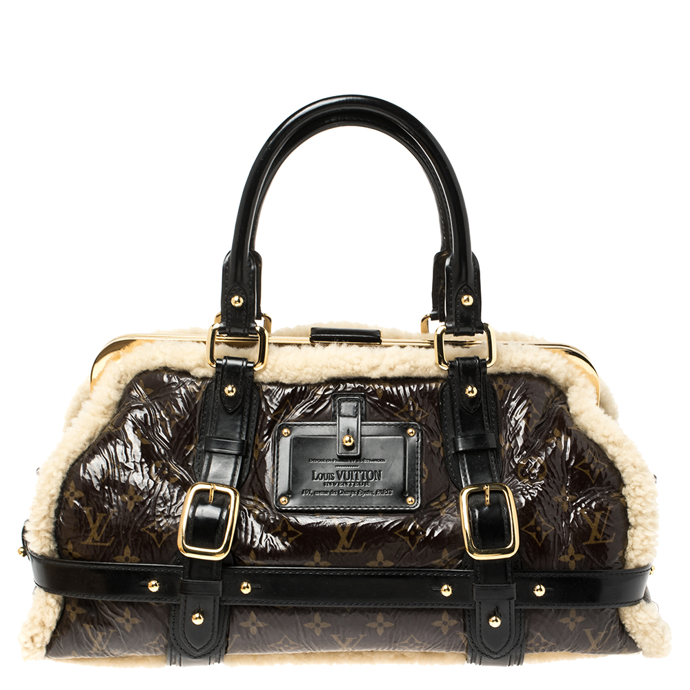 Louis Vuitton Thunder Shearling LE Handbag in Shiny Monogram Leather and  Sheepskin For Sale at 1stDibs