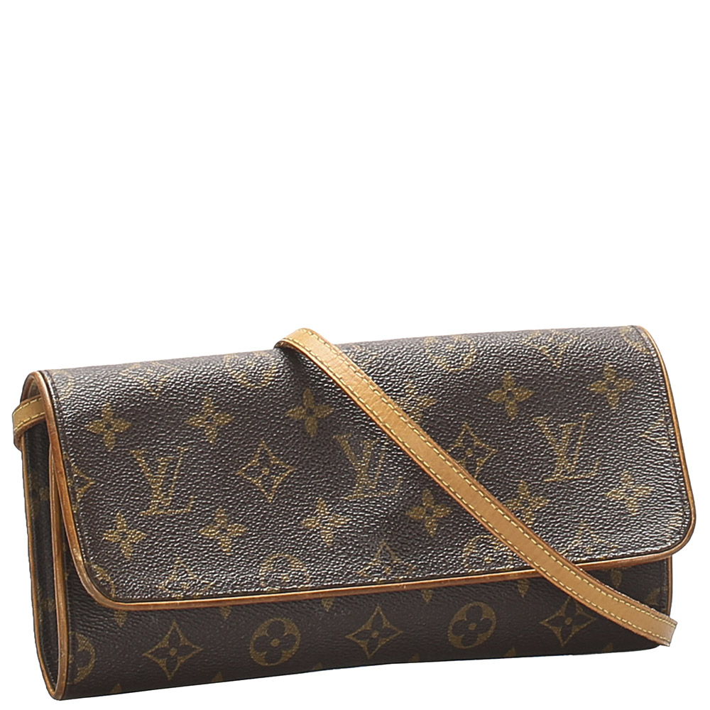 

Louis Vuitton Monogram Canvas Pochette Twin GM Bag, Brown