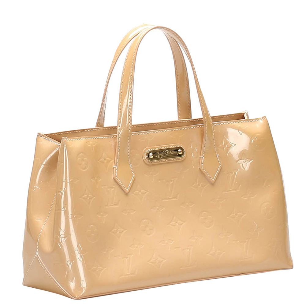 

Louis Vuitton Beige Monogram Vernis Wilshire PM Bag