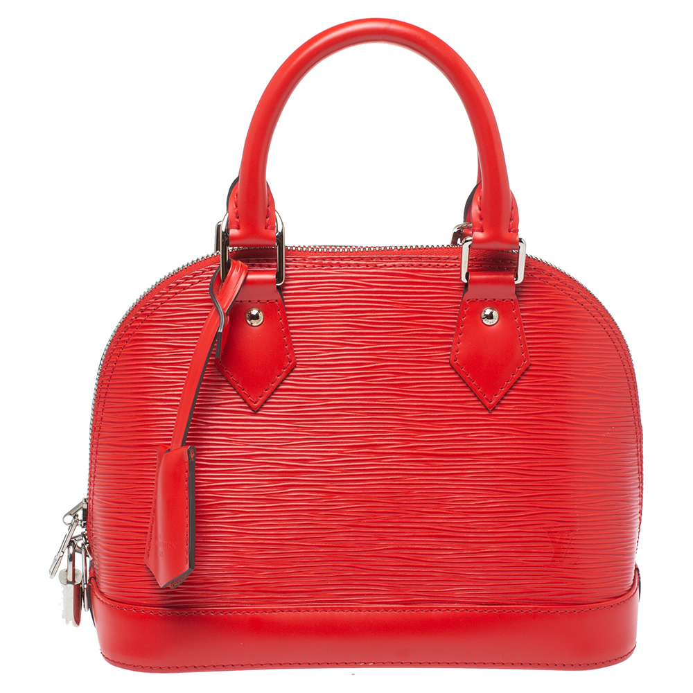 Pre Owned Louis Vuitton Coquelicot Epi Leather Alma BB Bag
