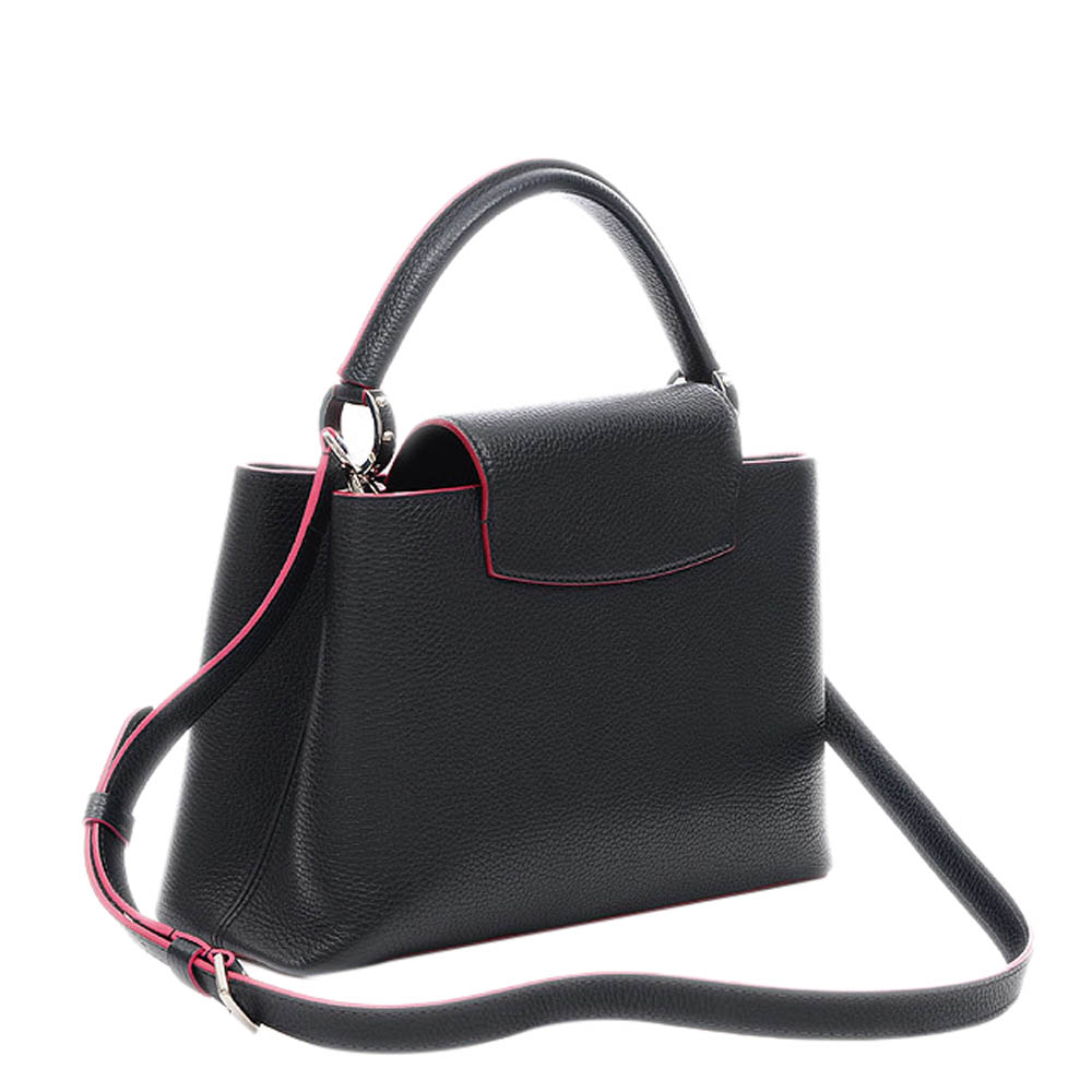 

Louis Vuitton Black Snakeskin-Trimmed Leather Capucines PM Bag