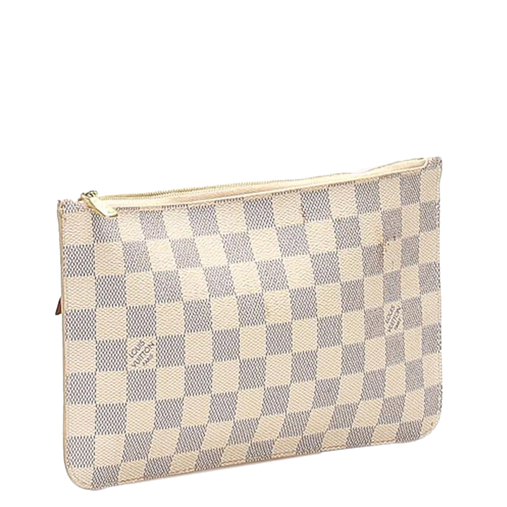 

Louis Vuitton White/Blue Damier Azur Canvas Neverfull MM Clutch