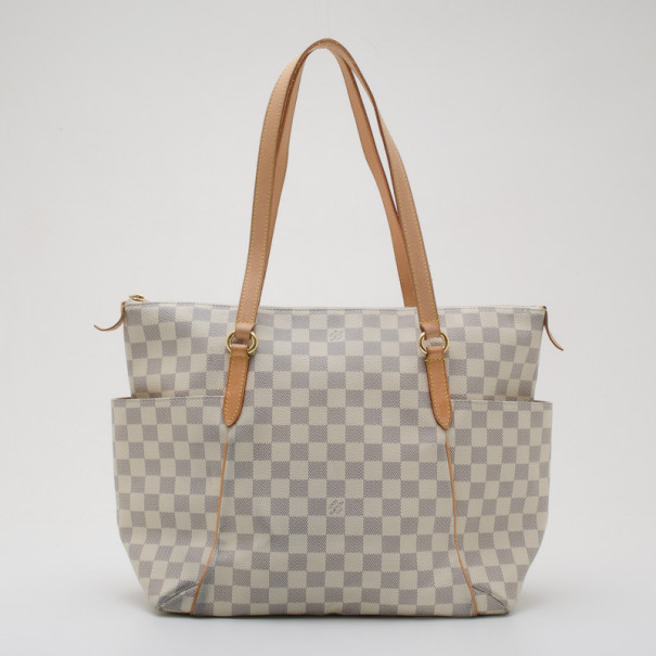 Louis Vuitton Damier Azur Totally MM Tote Bag Shoulder with Zipper