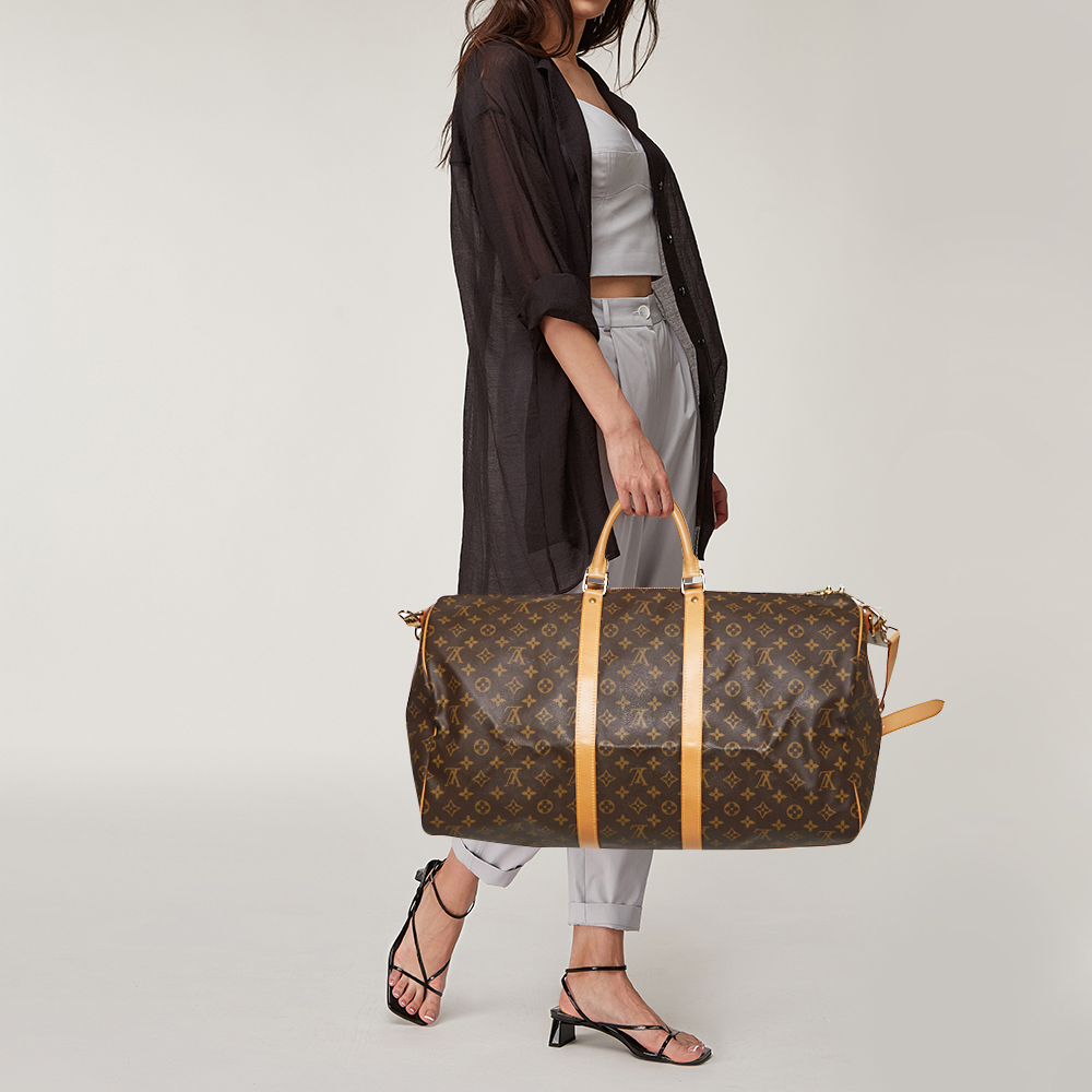 

Louis Vuitton Monogram Canvas Keepall Bandouliere 55 Bag, Brown