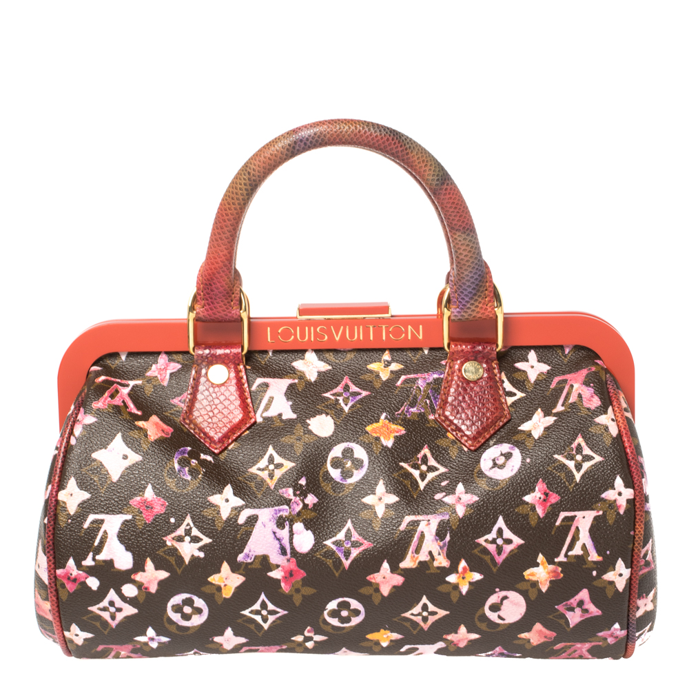 Louis Vuitton Monogram Water Color Speedy Hand Bag Karong Leather
