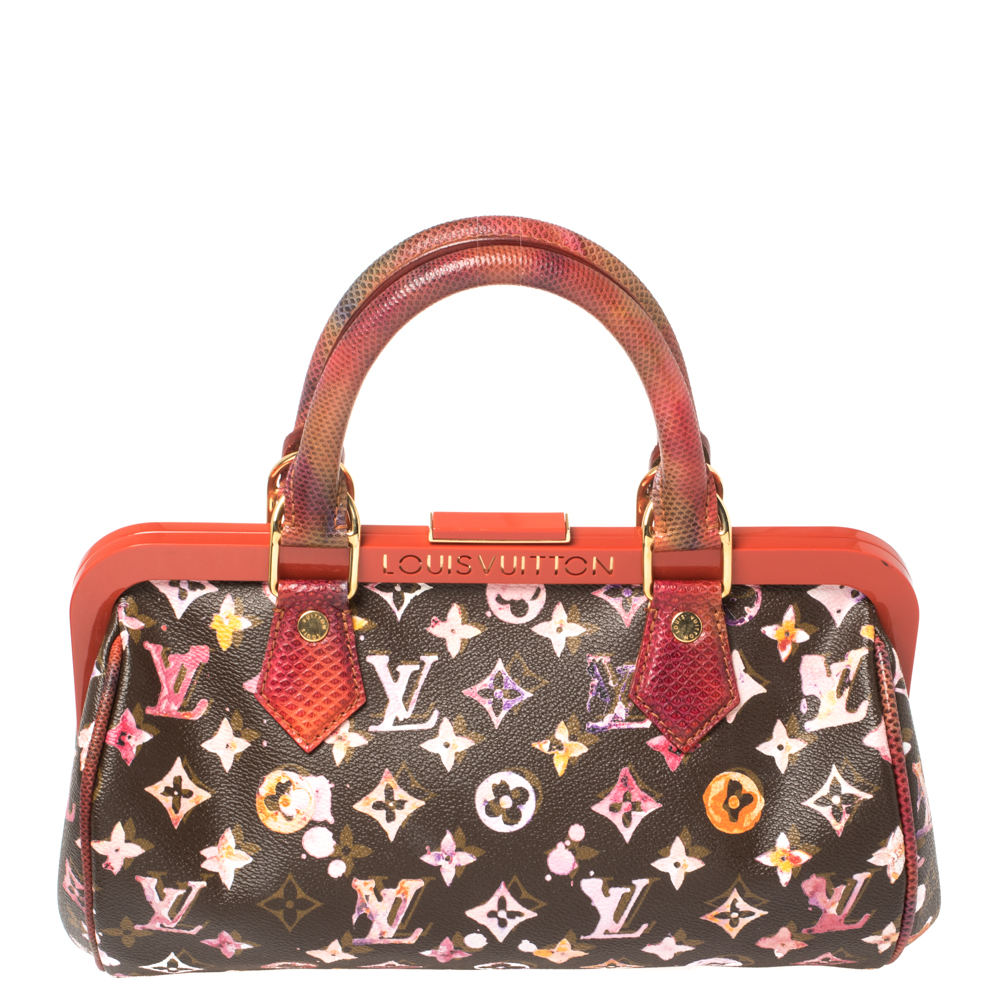 Louis Vuitton Monogram Water Color Speedy Hand Bag Karong Leather Bron M95729