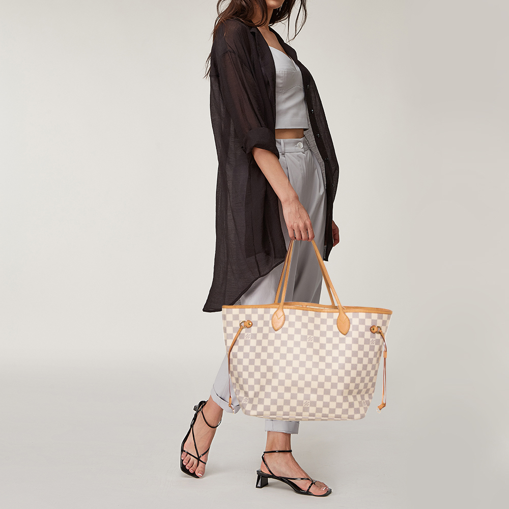 

Louis Vuitton Damier Azur Canvas Neverfull MM Bag, White