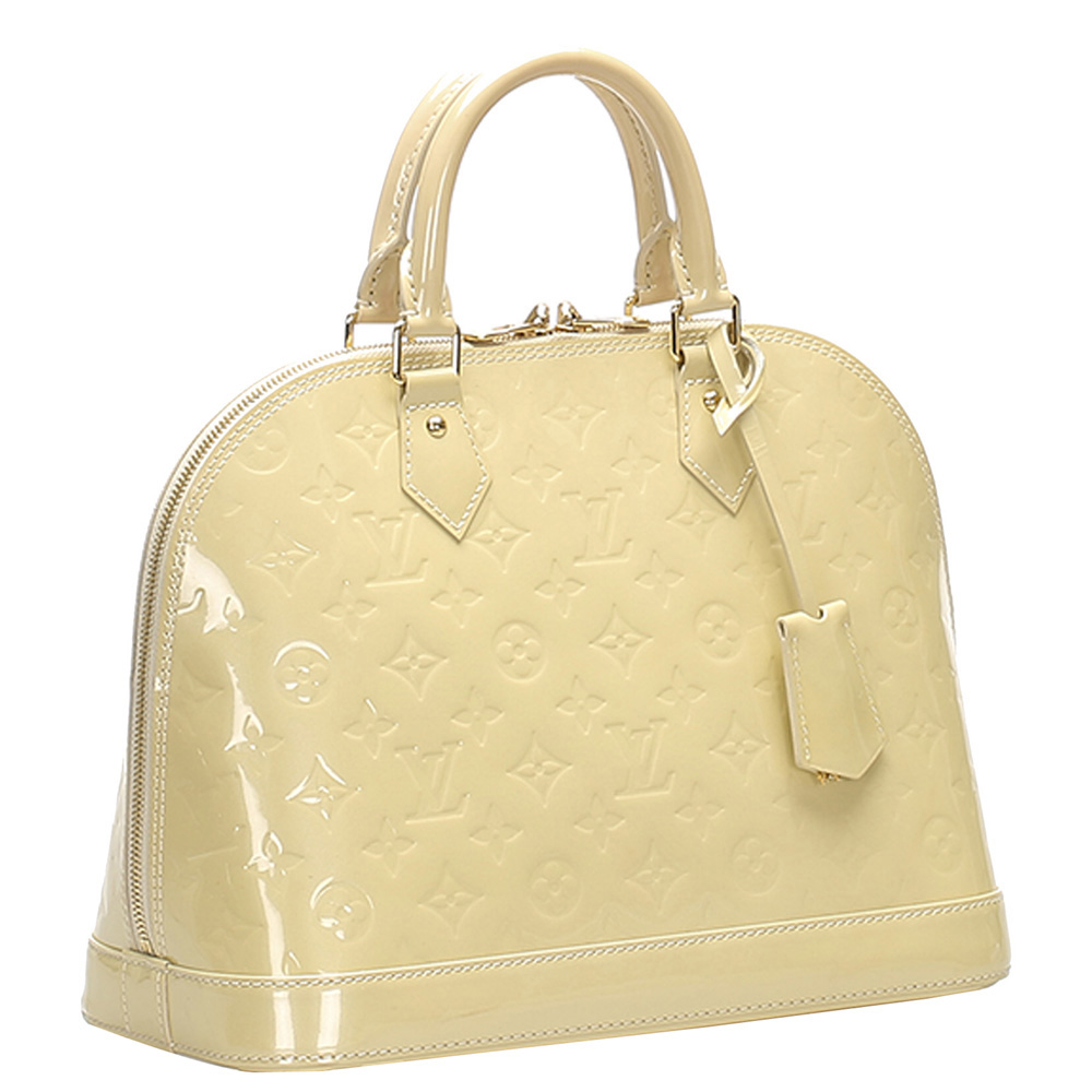 

Louis Vuitton Cream Monogram Vernis Alma PM Bag