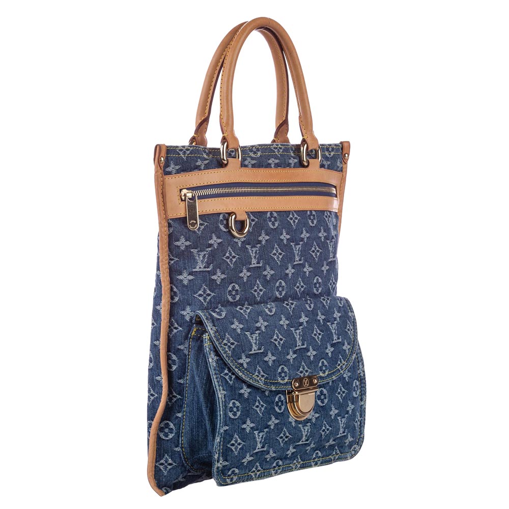 

Louis Vuitton Blue Monogram Denim Canvas Sac Plat Tote Bag