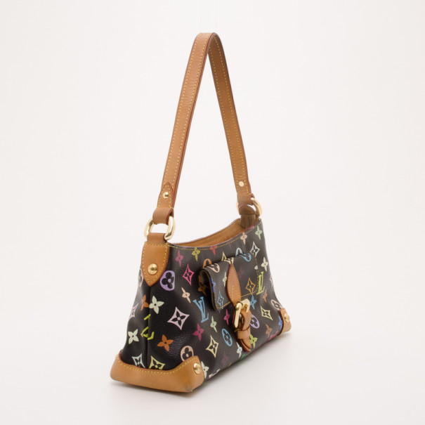 Louis+Vuitton+Eliza+Shoulder+Bag+Black+Brown+Canvas+Leather+Murakami+ Multicolore+Monogram for sale online