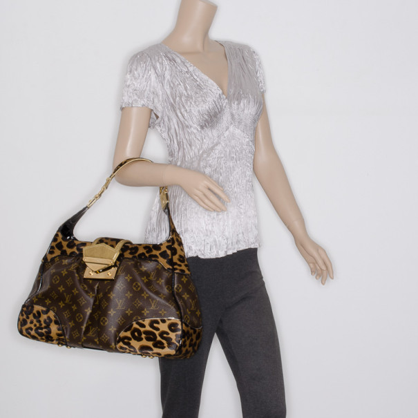 Louis Vuitton Monogram Canvas/Karung and Leopard Print Calfhair Limited Edition Polly Bag