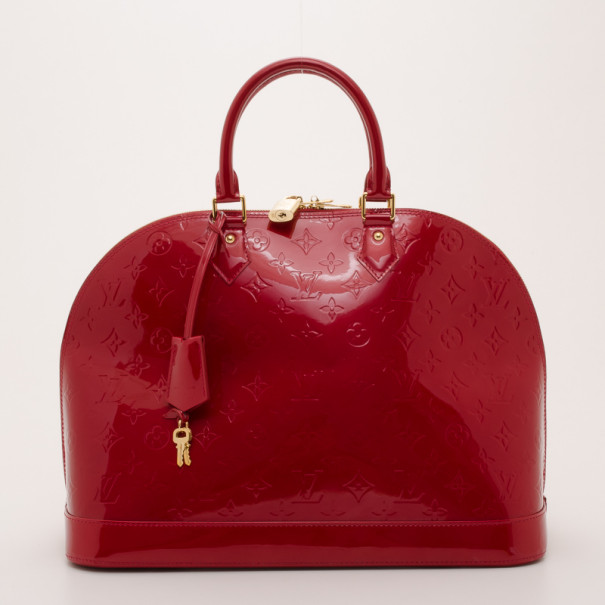Pre Owned Louis Vuitton Monogram Vernis Red Alma MM