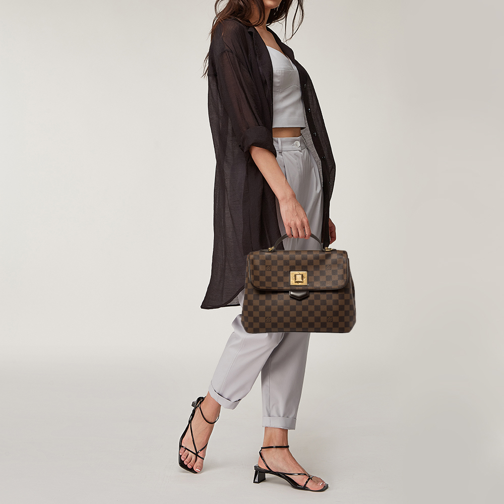 

Louis Vuitton Damier Ebene Canvas Bergamo MM Bag, Brown