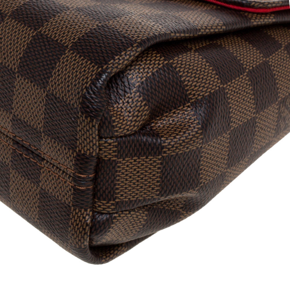 Stories Box Damier Ebène Colour coated canvas and red cowhide