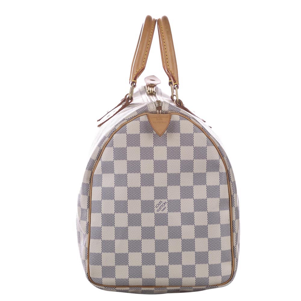 

Louis Vuitton White Damier Azur Canvas Speedy 35 Bag, Blue