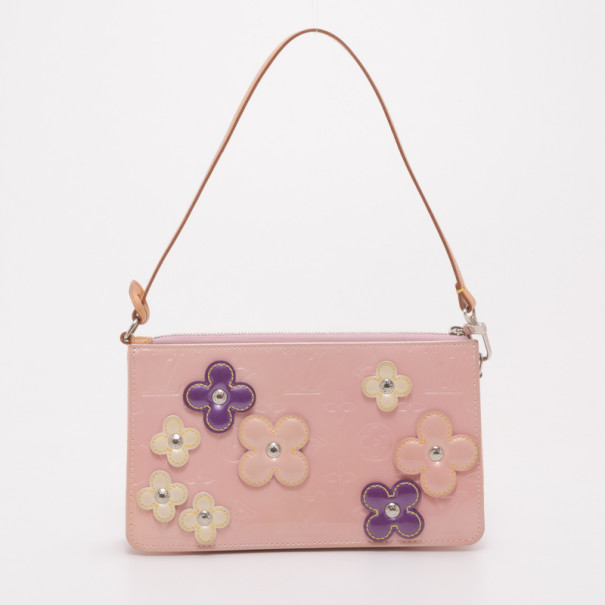 LOUIS VUITTON, a pink monogrammed vernis shoulder bag with flowers