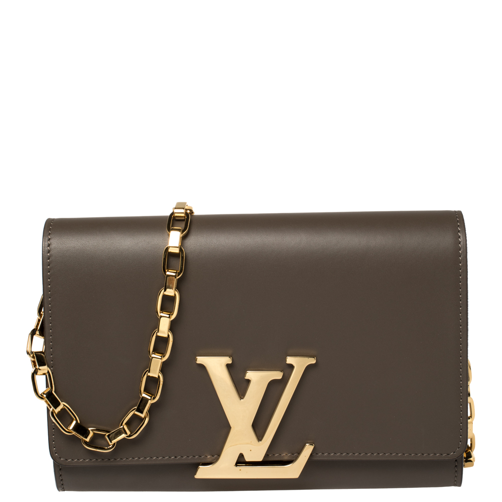 LOUIS VUITTON Chain Louise GM Calfskin Leather Shoulder Bag Black