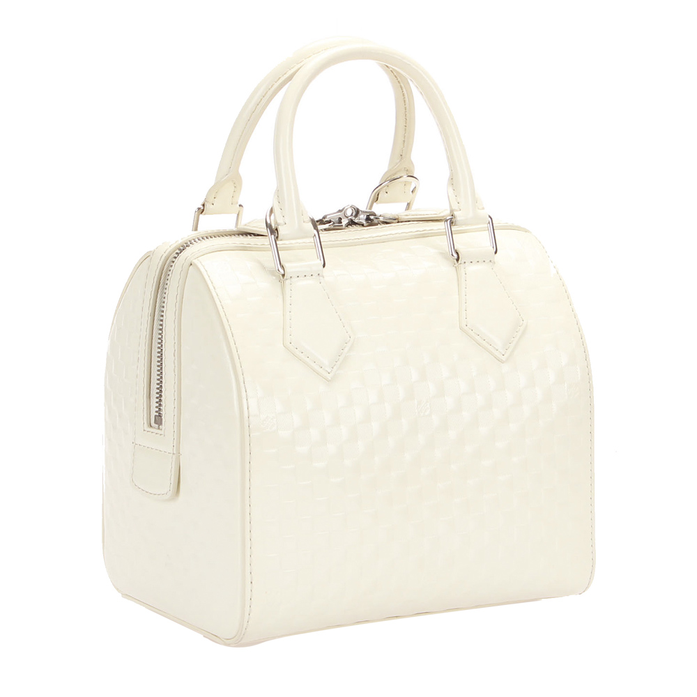 

Louis Vuitton White Damier Facette Leather Speedy Cube PM Bag