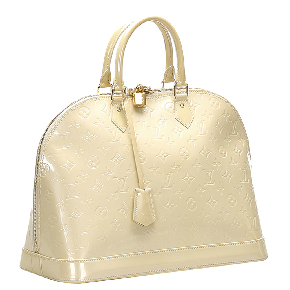 

Louis Vuitton Cream Monogram Vernis Alma GM Bag