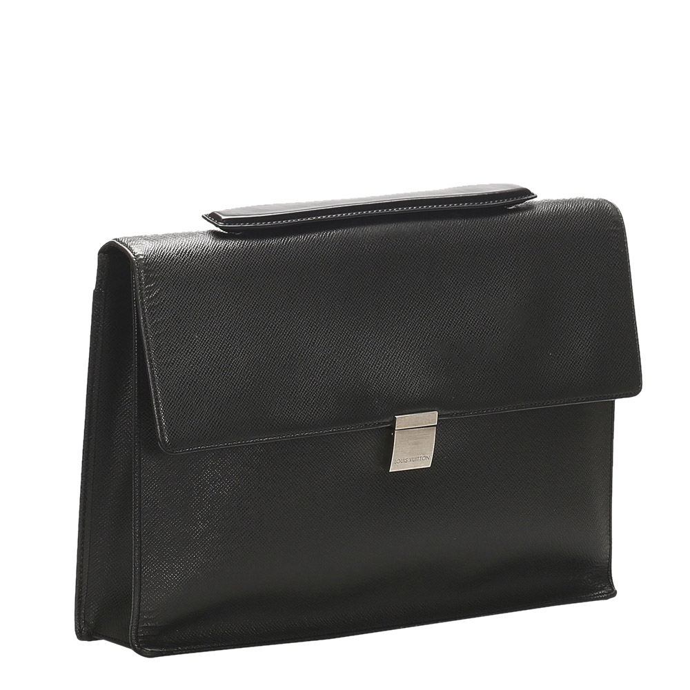 

Louis Vuitton Black Taiga Leather Porte-Document Angara Briefcase