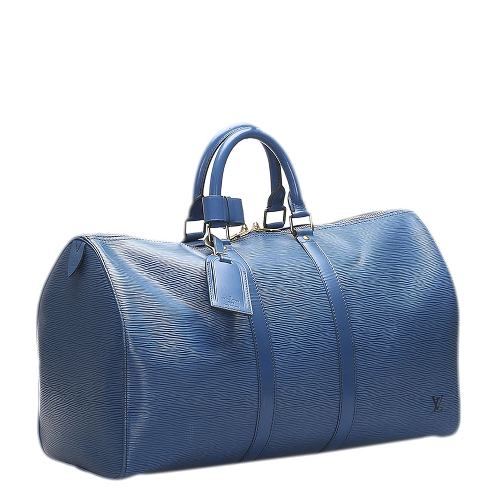 

Louis Vuitton Blue Epi Leather Keepall 45 Bag