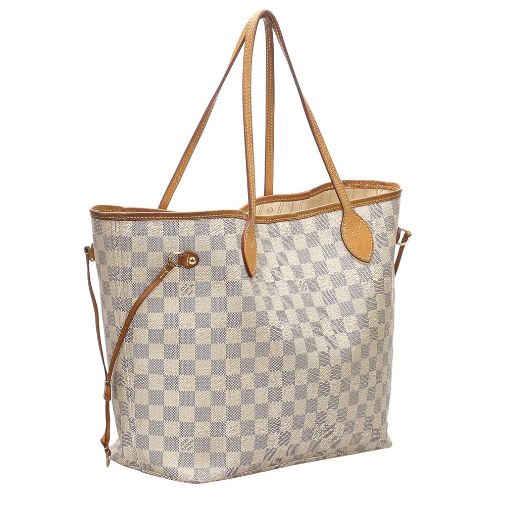 

Louis Vuitton White/Grey Damier Azur Canvas Neverfull MM Bag, Blue