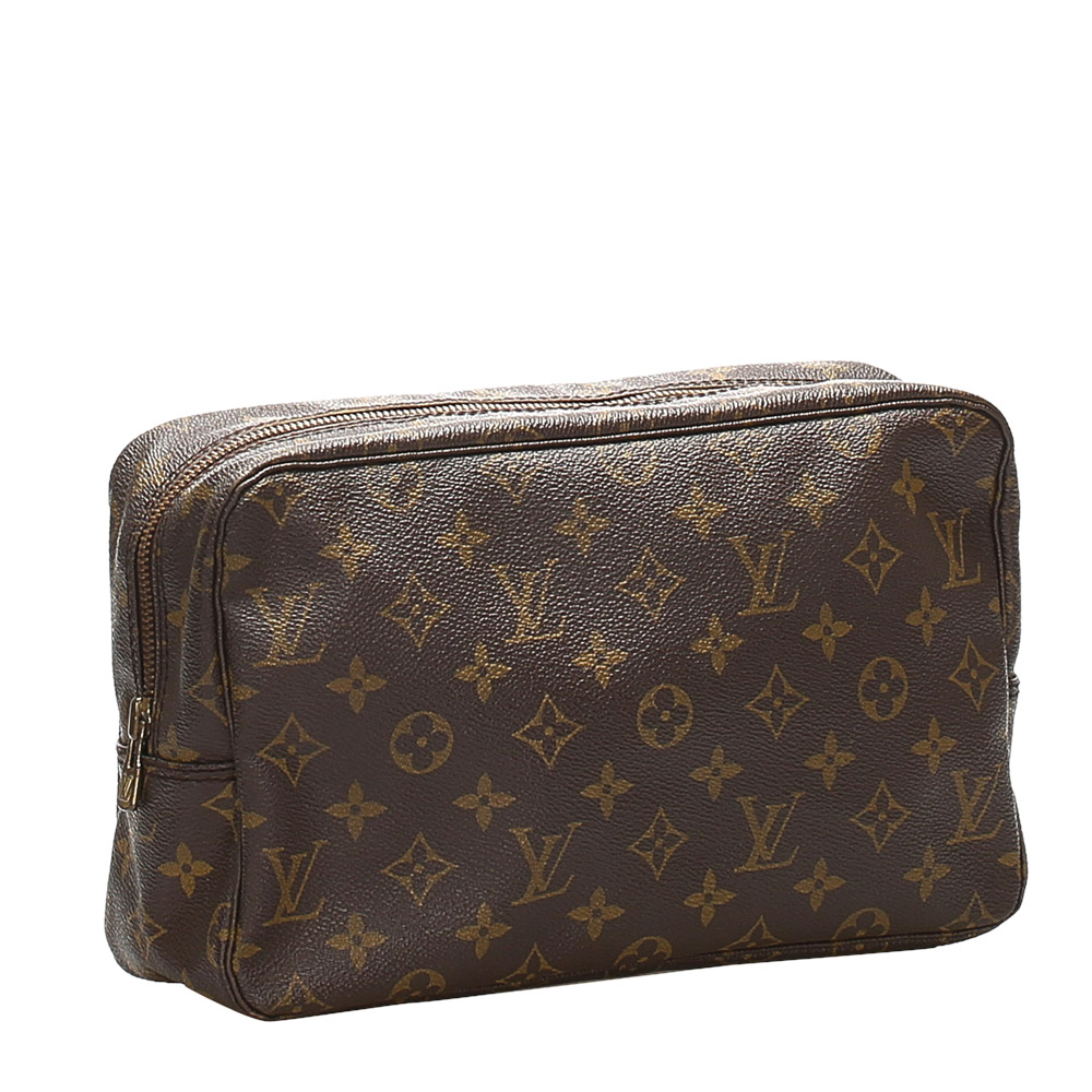 

Louis Vuitton Monogram Canvas Trousse Toilette 28 Clutch, Brown