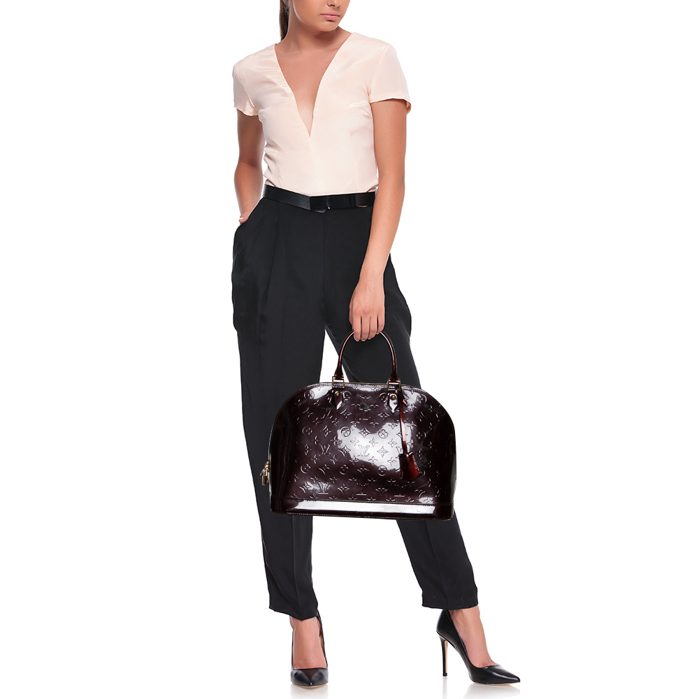 

Louis Vuitton Amarante Monogram Vernis Alma GM Bag, Burgundy