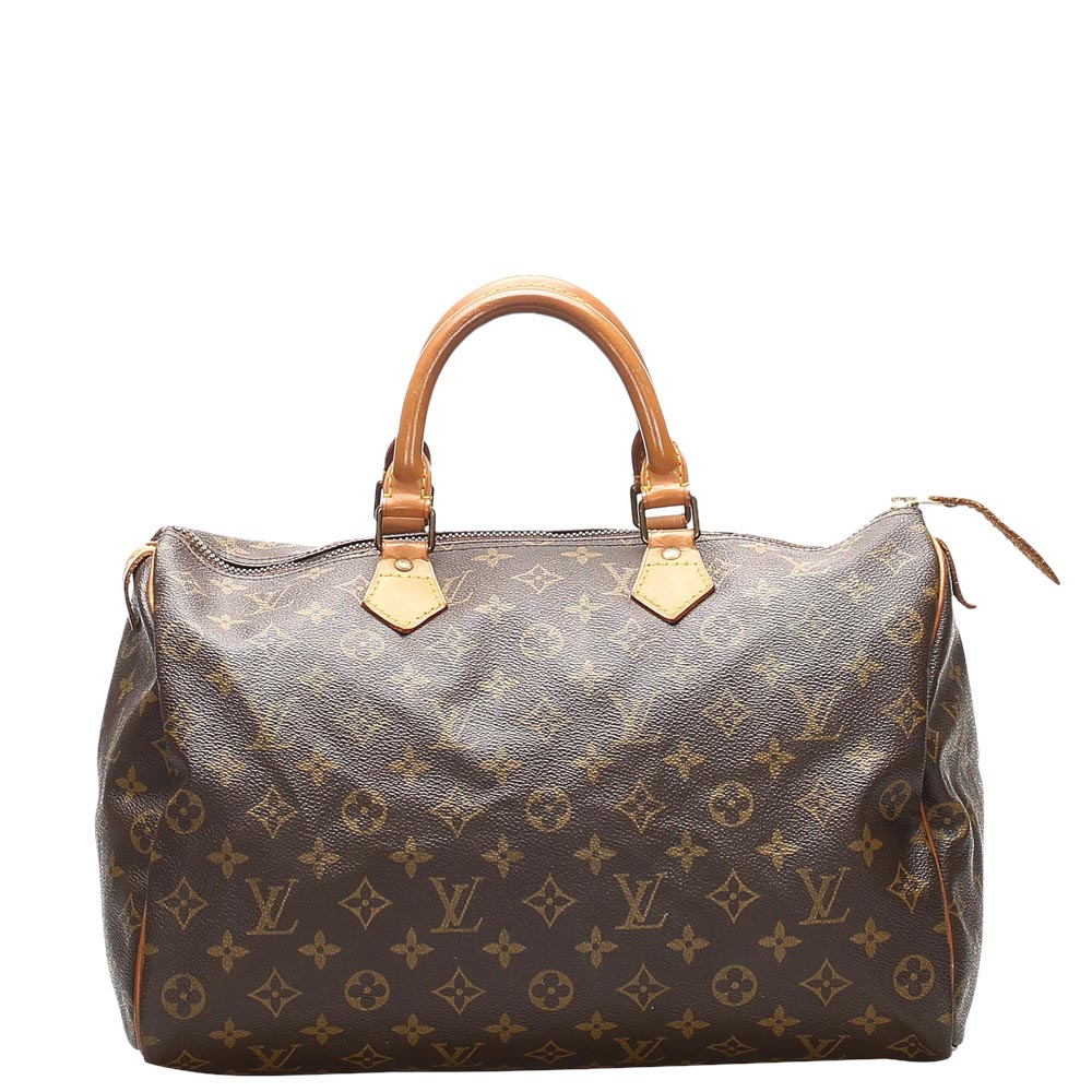 LOUIS VUITTON Speedy 35 Pre Owned Monogram Canvas Brown Satchel Bag