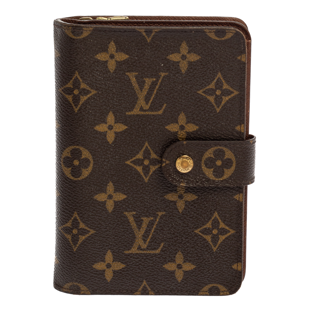 Pre-owned Louis Vuitton Monogram Canvas Porte Papier Zippe Wallet In Brown