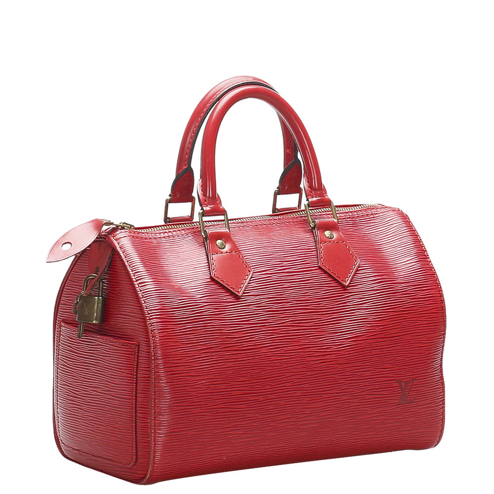 

Louis Vuitton Red Epi Leather Speedy 25 Bag