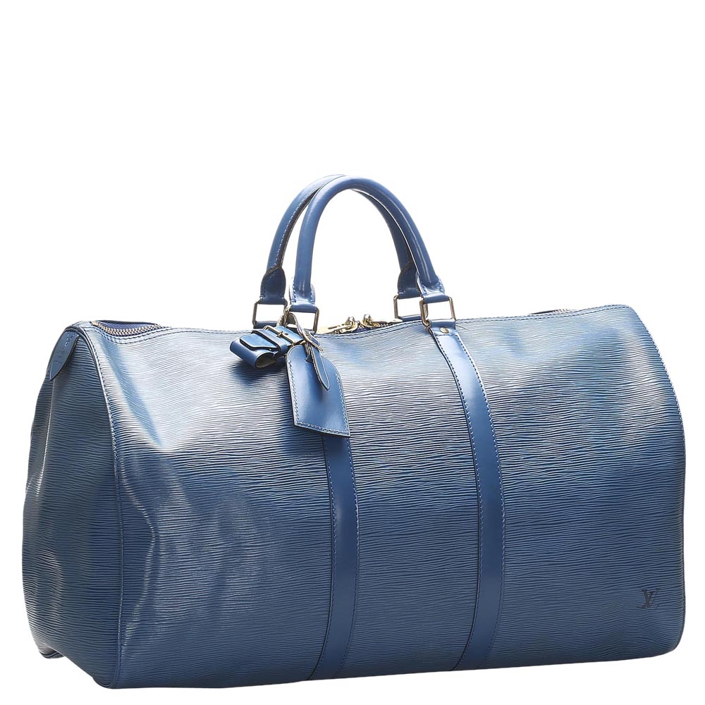 

Louis Vuitton Blue Epi Leather Keepall 50 Bag