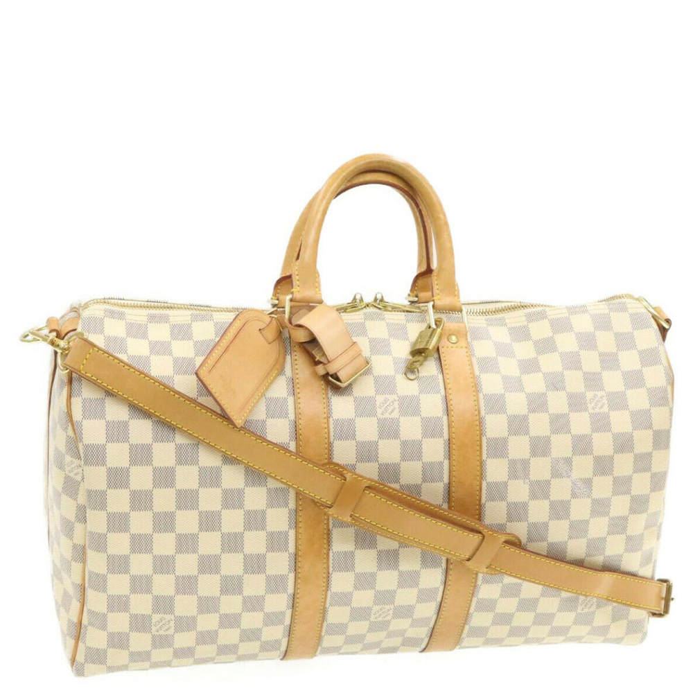 

Louis Vuitton White/Multicolor Damier Azur Keepall Bandouliere 45 Bag, Blue