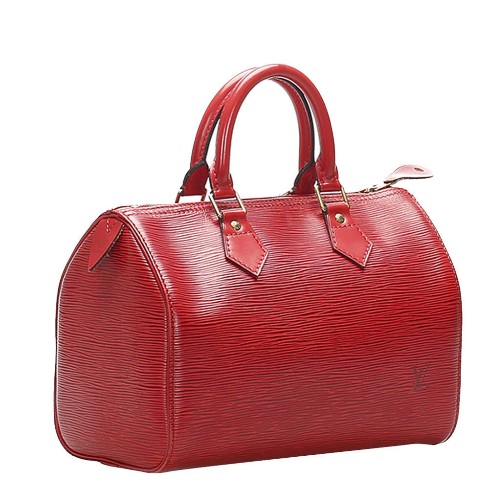 

Louis Vuitton Red Leather Epi Speedy 25 Bag