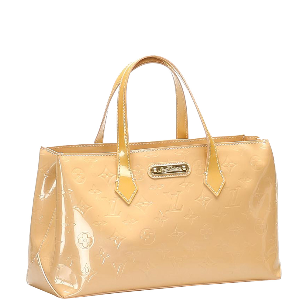 

Louis Vuitton Beige Monogram Vernis Wilshire PM Bag