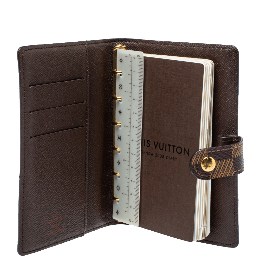

Louis Vuitton Damier Ebene Canvas Small Ring Agenda Cover, Brown