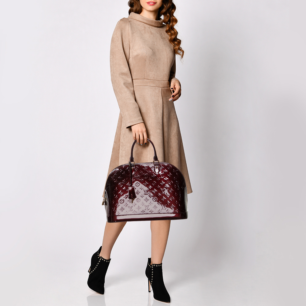 

Louis Vuitton Amarante Monogram Vernis Alma GM Bag, Burgundy