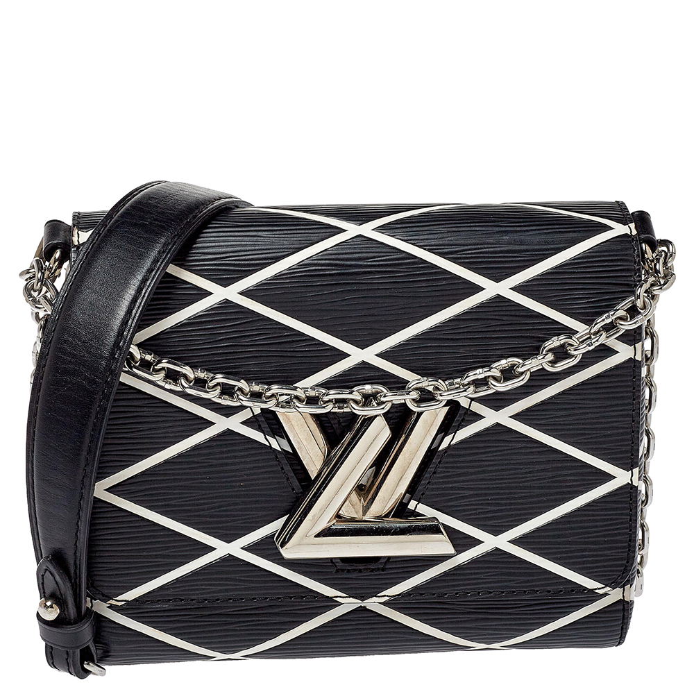 Pre-owned Louis Vuitton Black/white Malletage Epi Leather Twist Pm Bag
