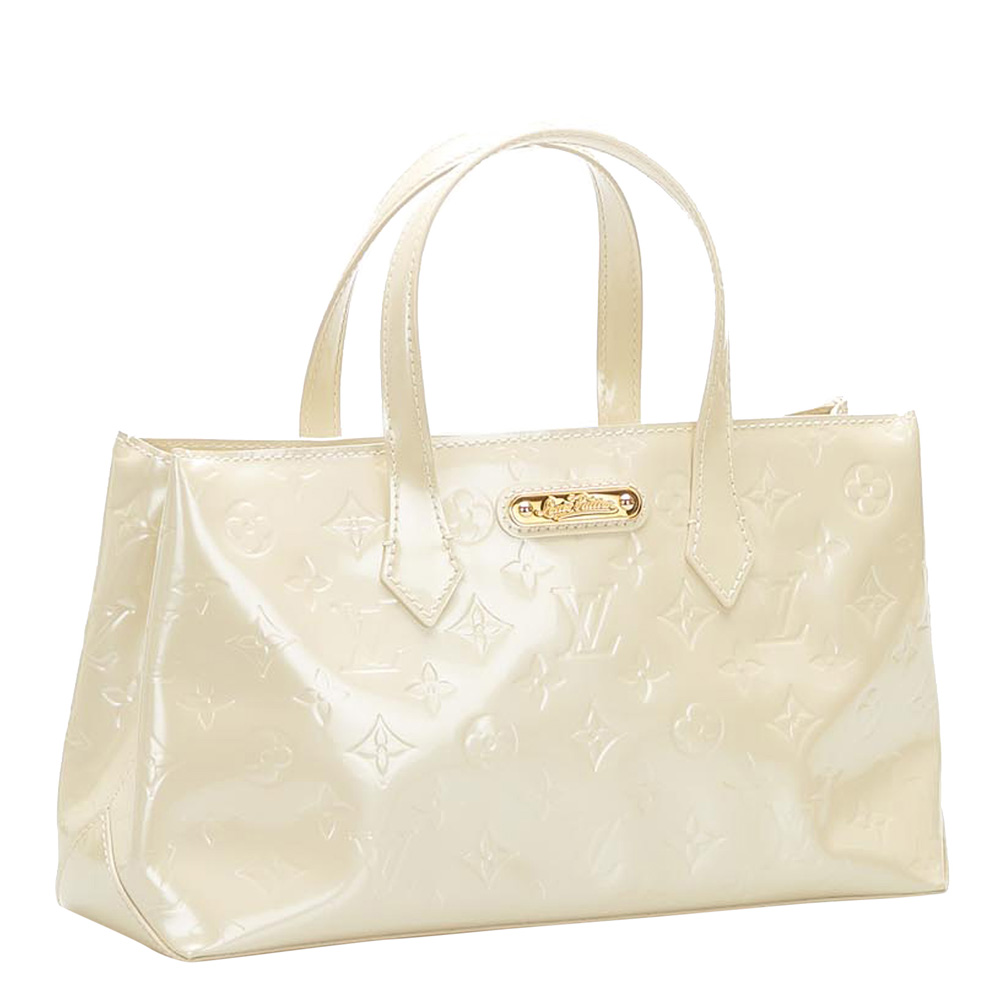 

Louis Vuitton White Monogram Vernis Wilshire PM Bag