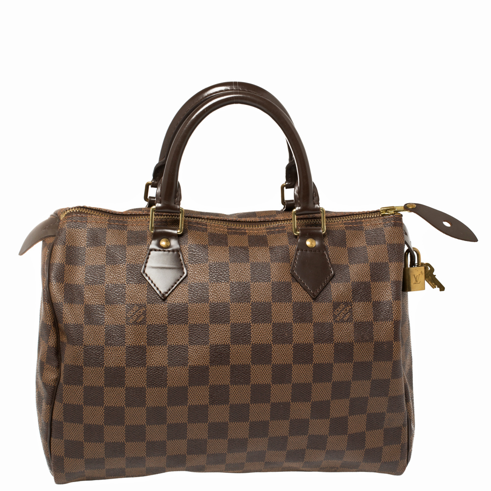 Pre-owned Louis Vuitton Damier Ebene Canvas Speedy 30 Bag In Brown
