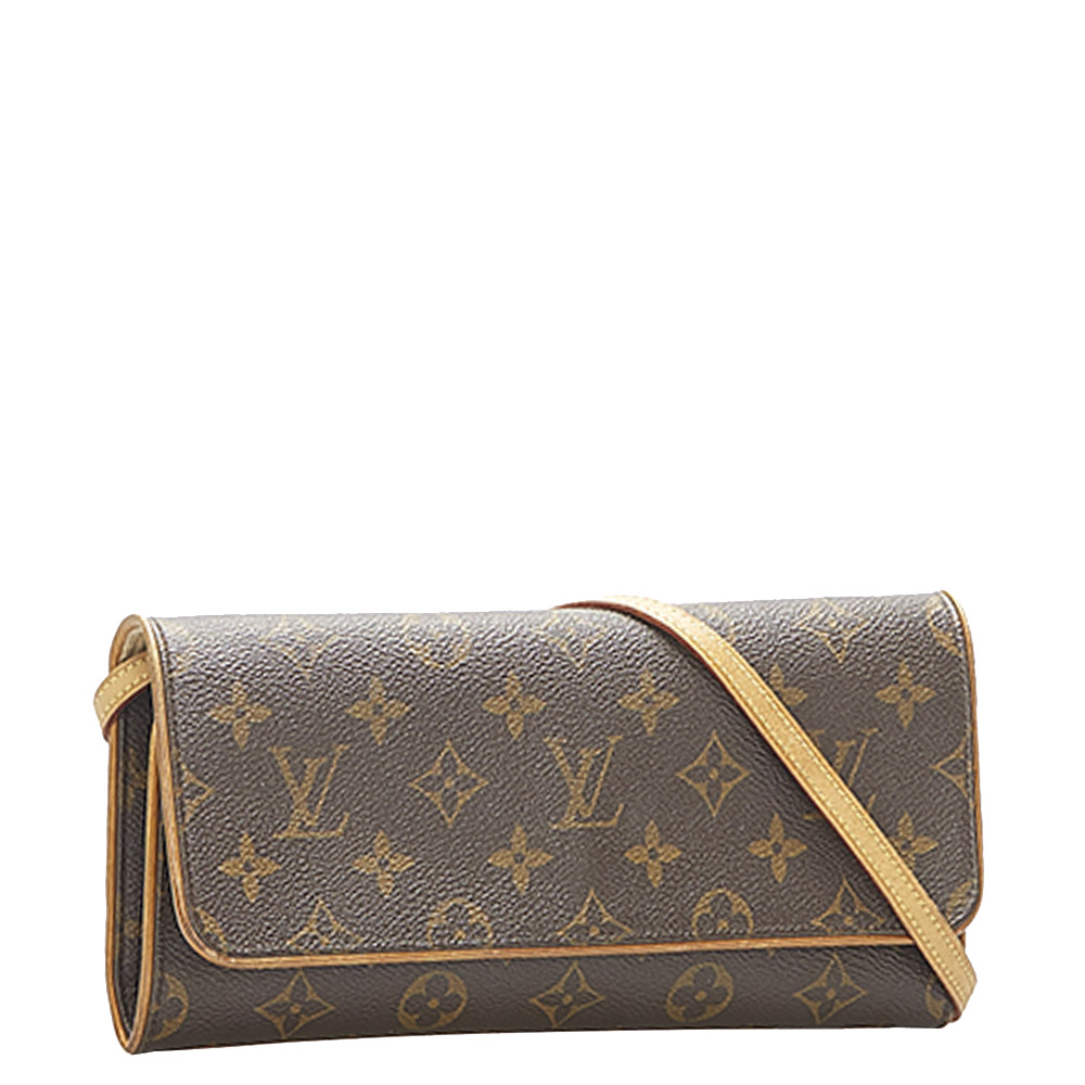 

Louis Vuitton Monogram Canvas Pochette Twin GM Bag, Brown