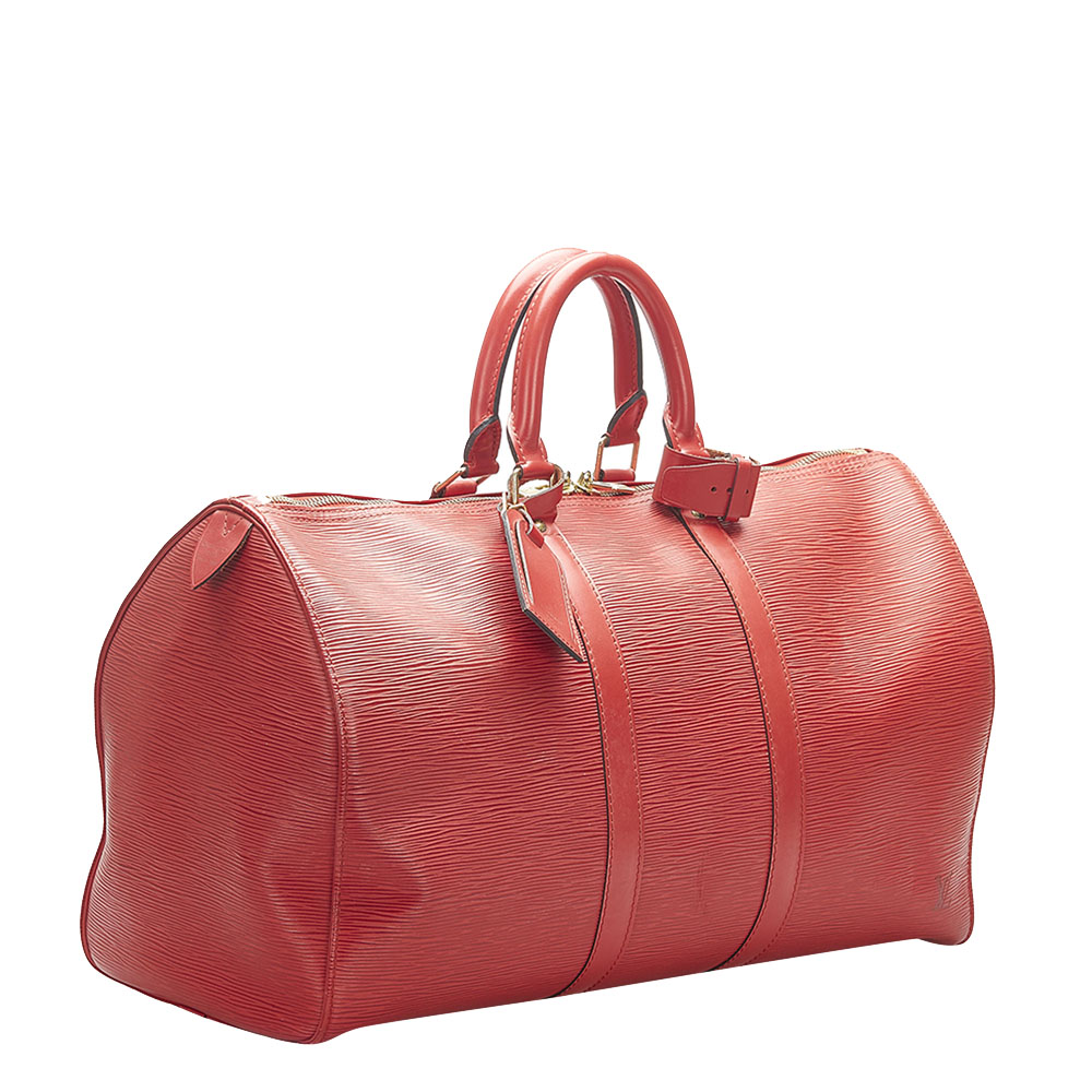

Louis Vuitton Red Epi Leather Keepall 45 Bag