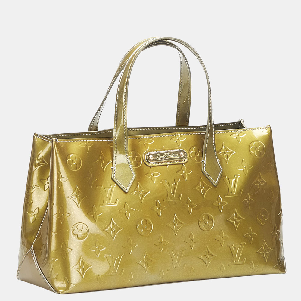 

Louis Vuitton Gold Louis Vuitton Green Monogram Vernis Wilshire PM Bag