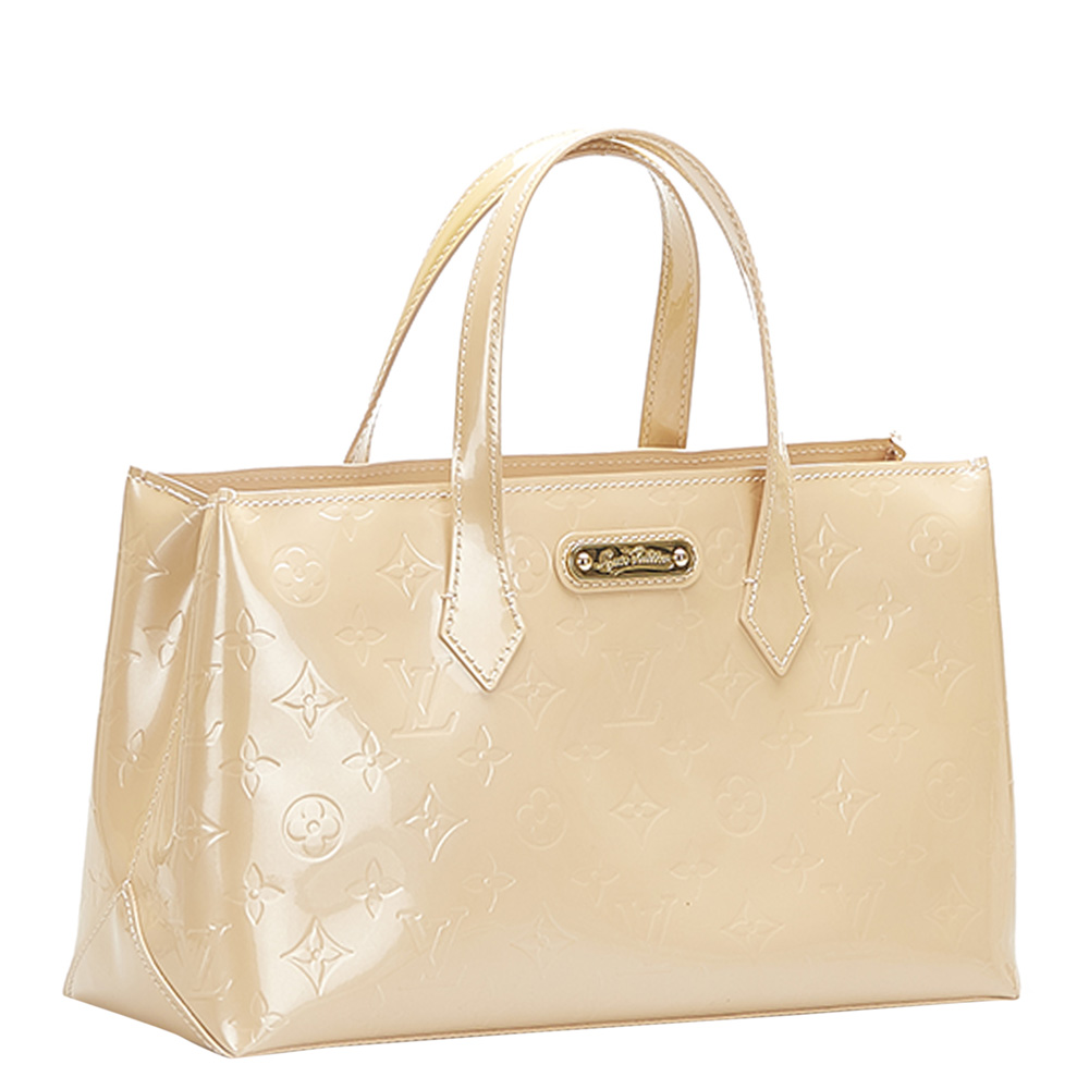 

Louis Vuitton Beige Monogram Vernis Wilshire PM Bag