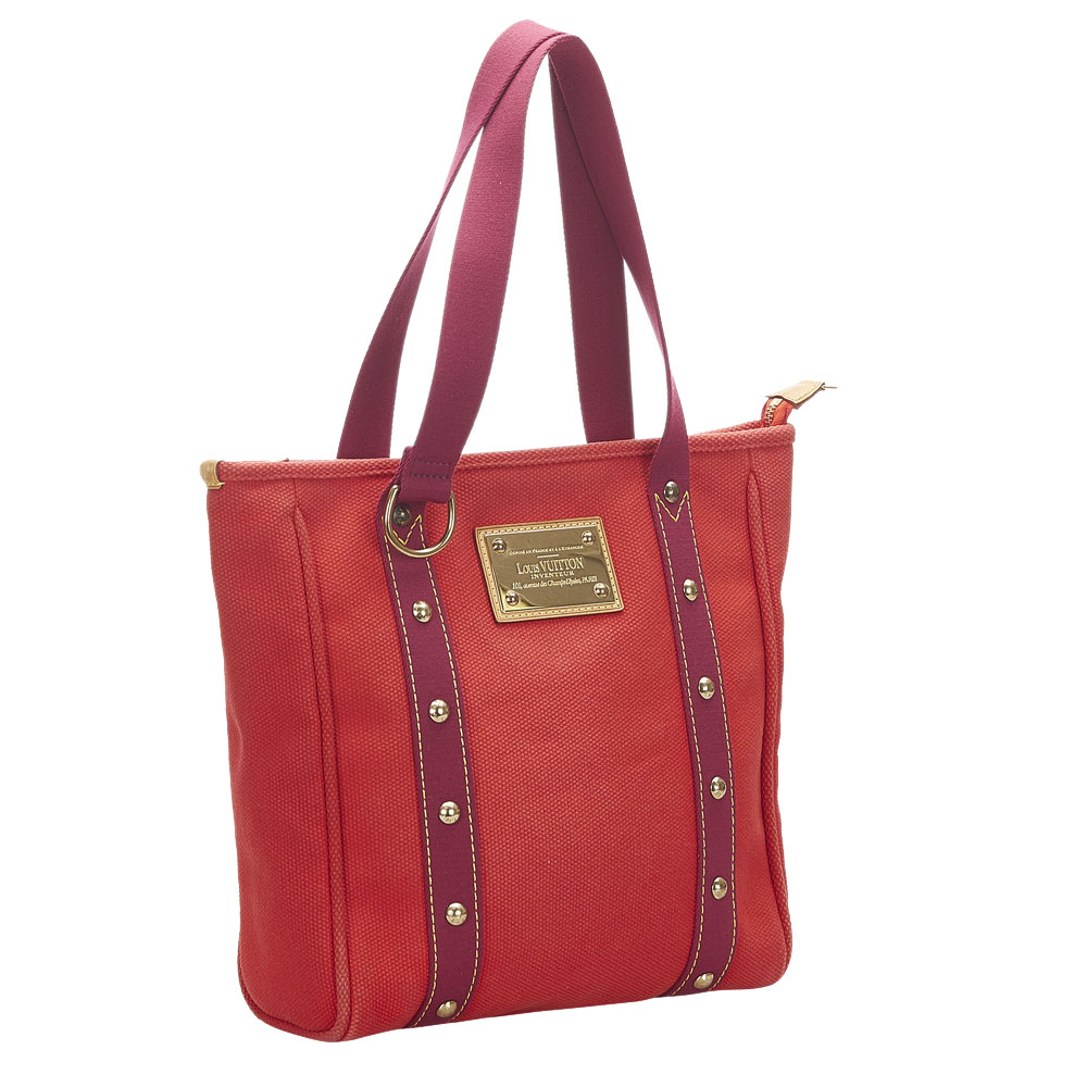 

Louis Vuitton Red Canvas Antigua Cabas MM Bag