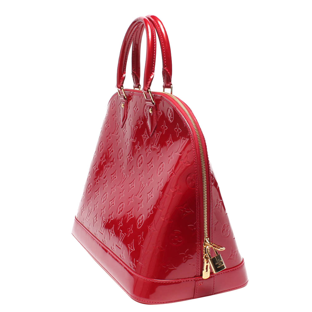 

Louis Vuitton Red Monogram Vernis Leather Alma GM Satchel Bag