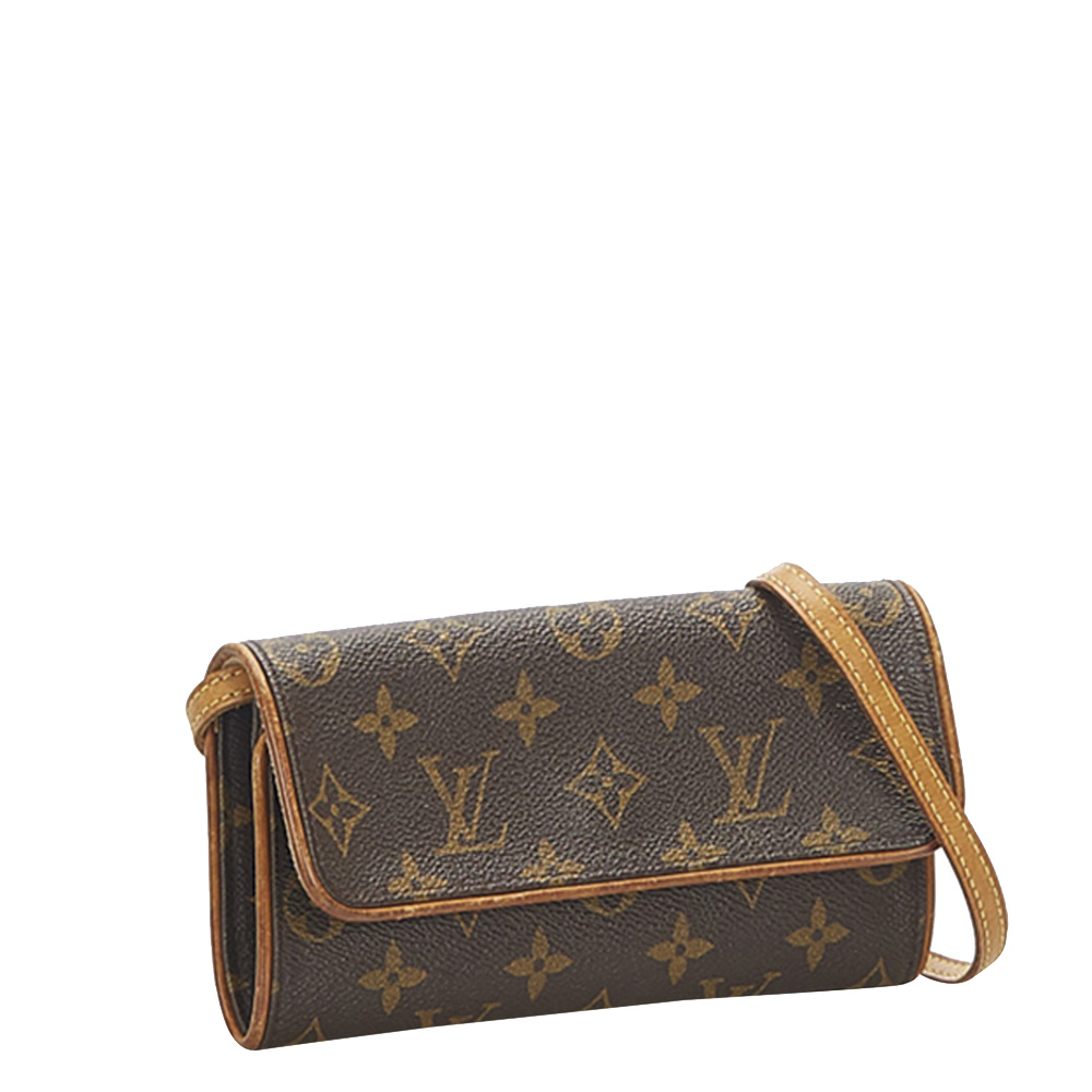 

Louis Vuitton Monogram Canvas Pochette Twin PM Bag, Brown