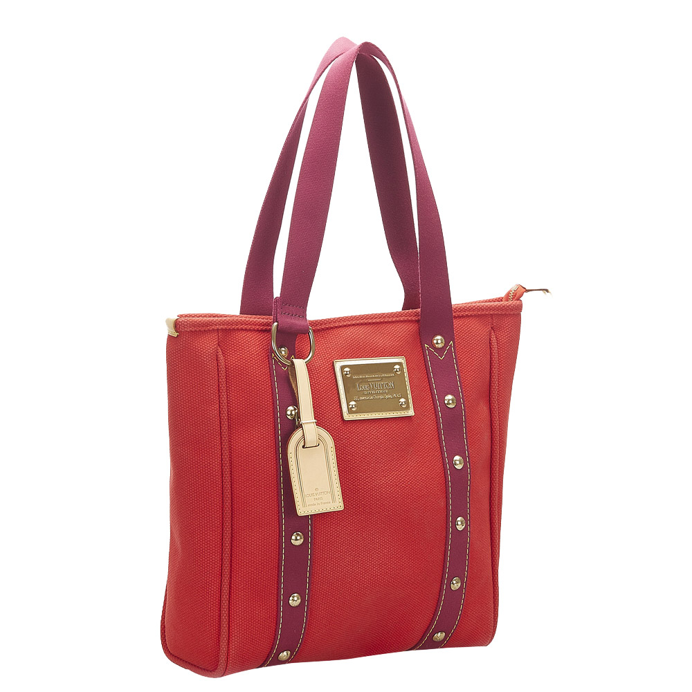 

Louis Vuitton Red Canvas Antigua Cabas MM Bag